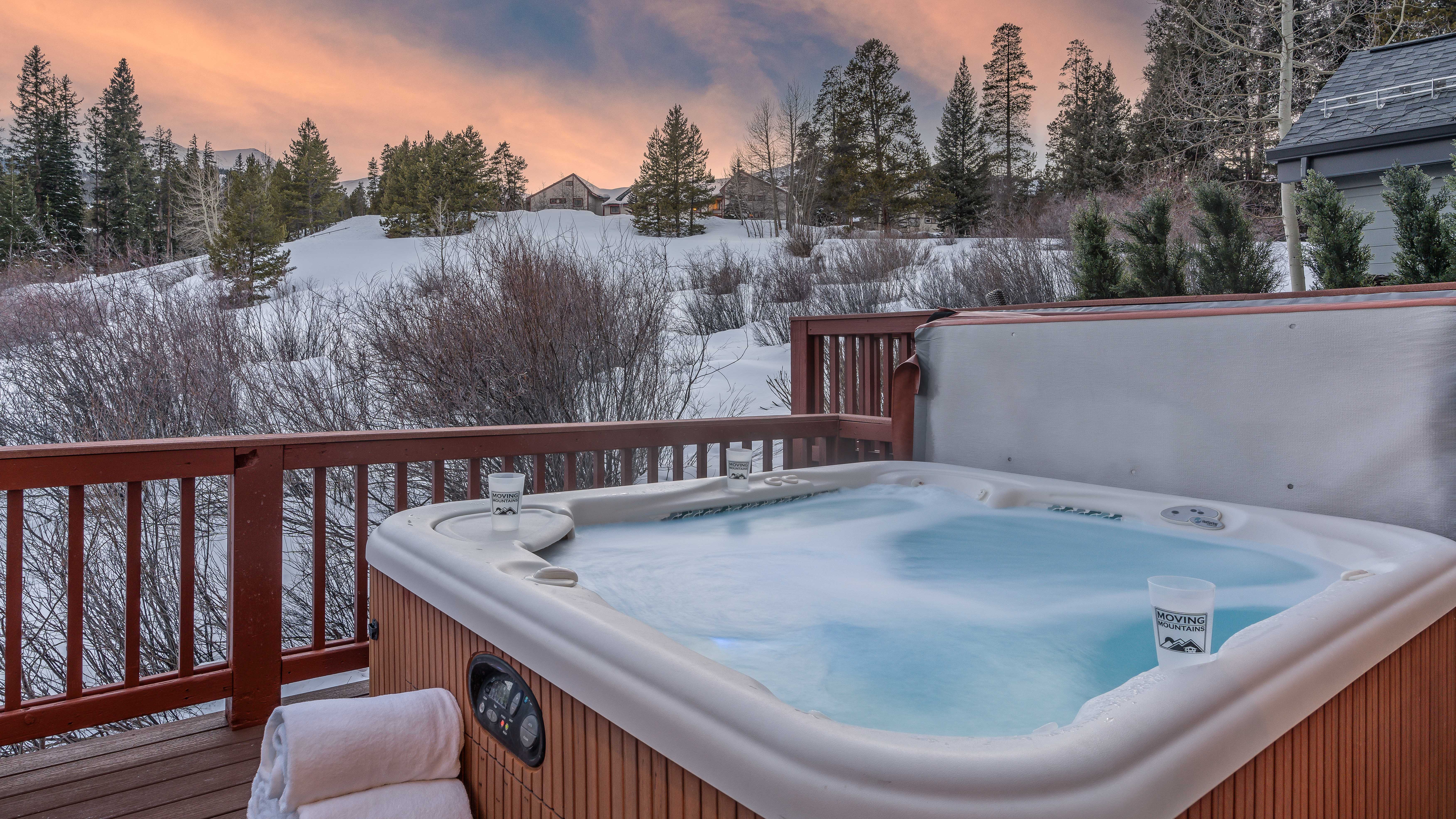 Private hot tub on main level deck