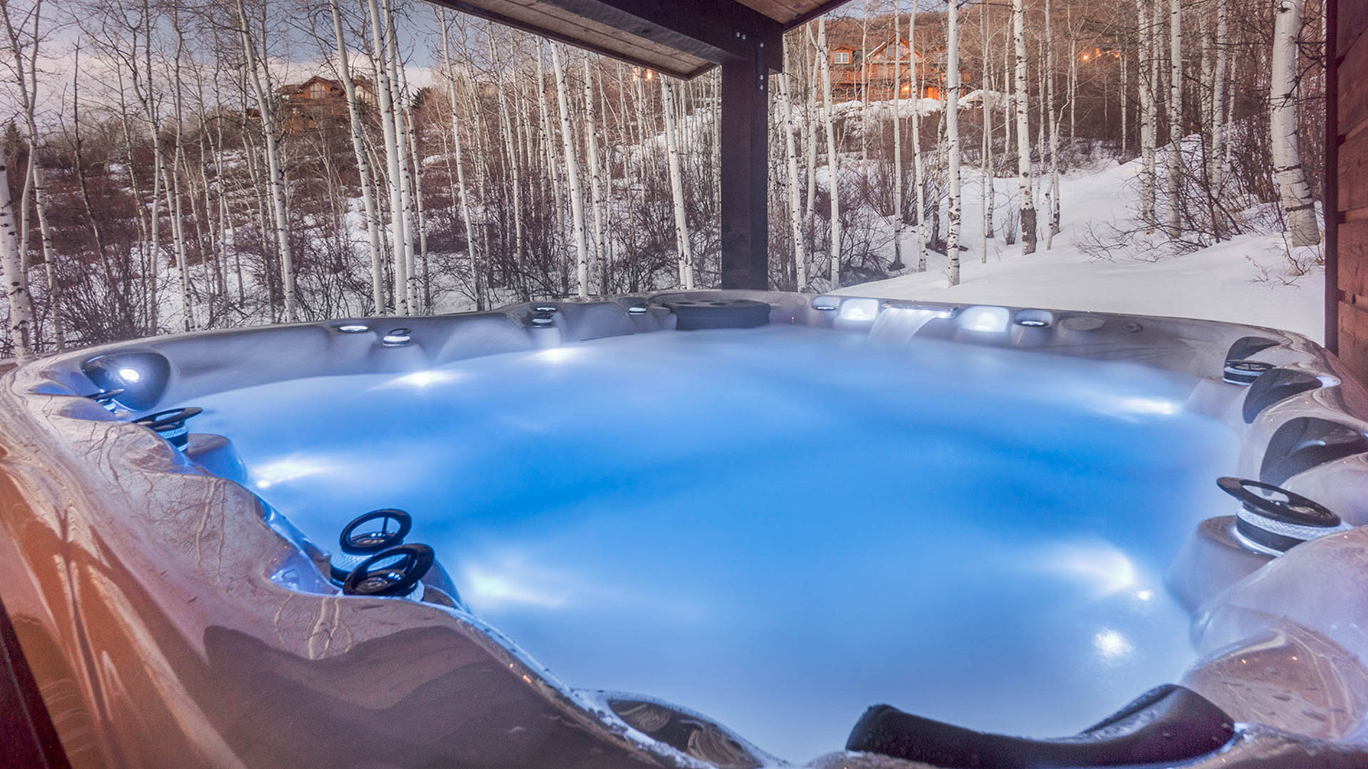 Hot tub on main level deck