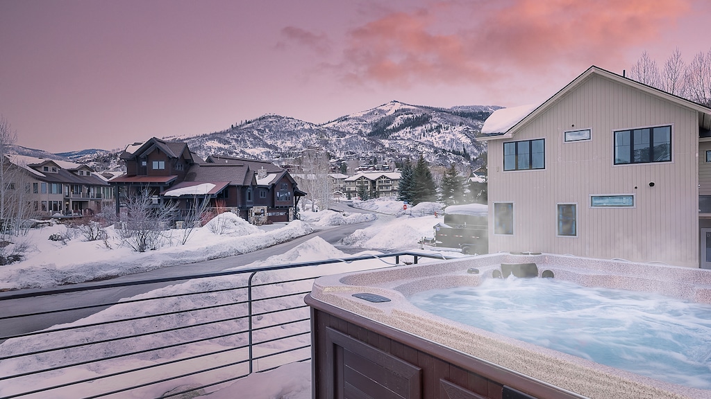 Hot Tub, Main Level - Winter mountain view