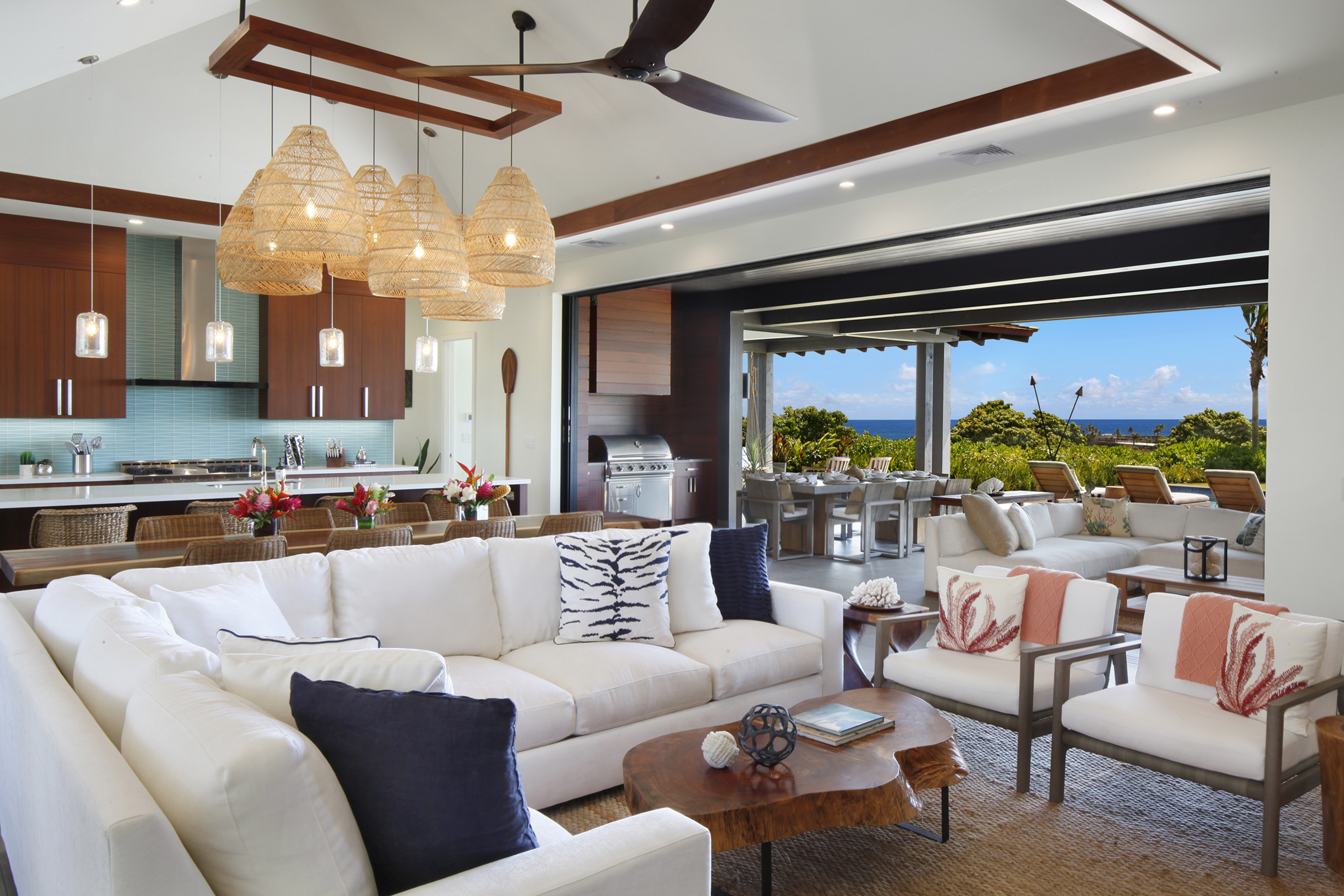 Living room / outdoor living space with ocean views