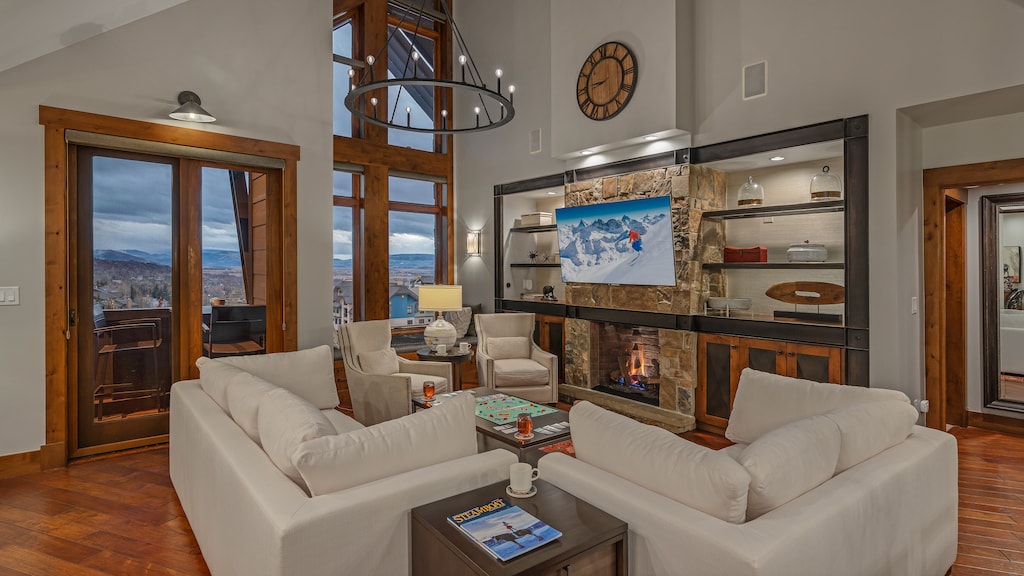 Great Room, Main Level - With fireplace and TV