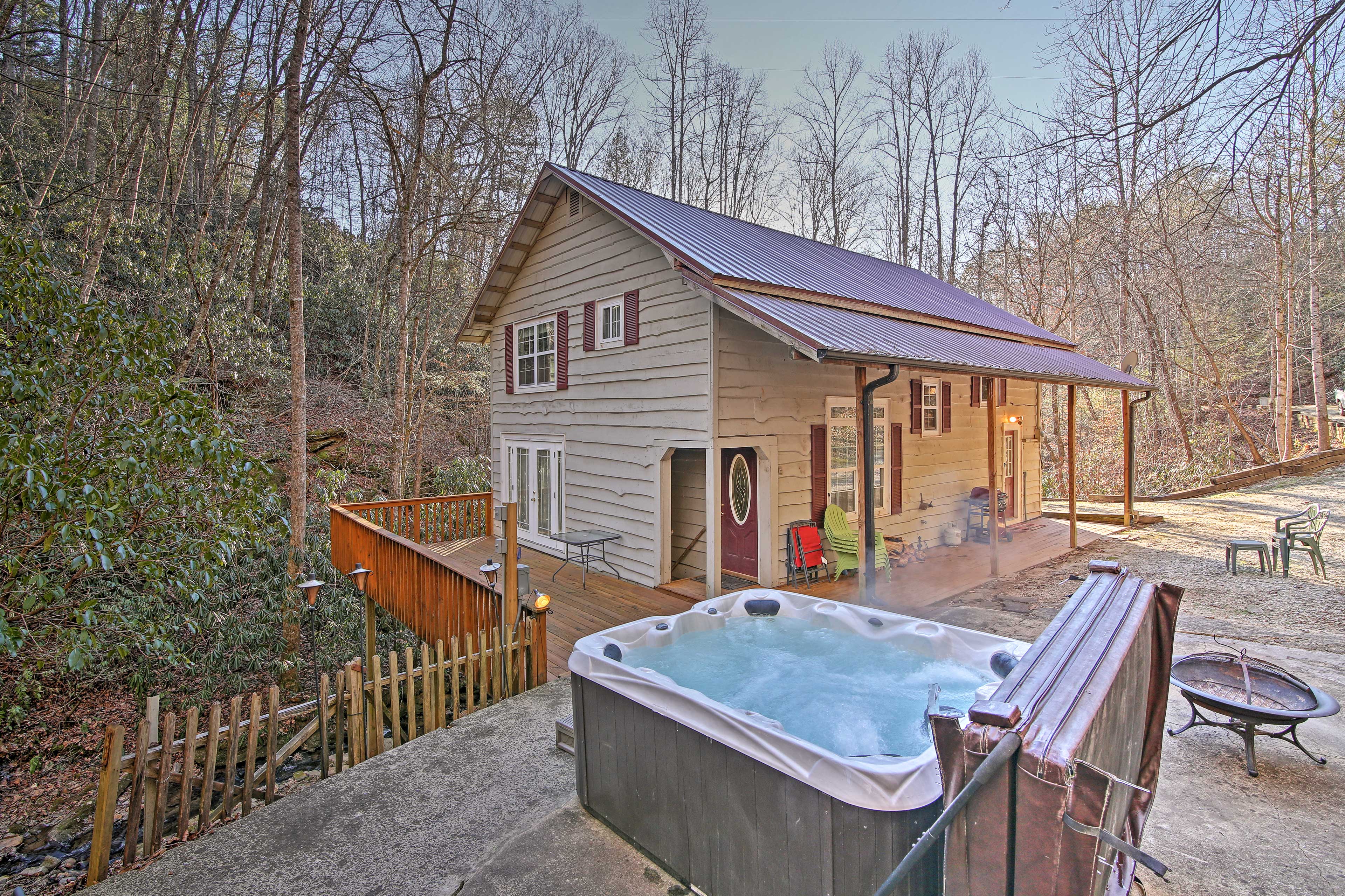 Property Image 1 - Bryson City Cottage w/ Hot Tub & Waterfall Views!