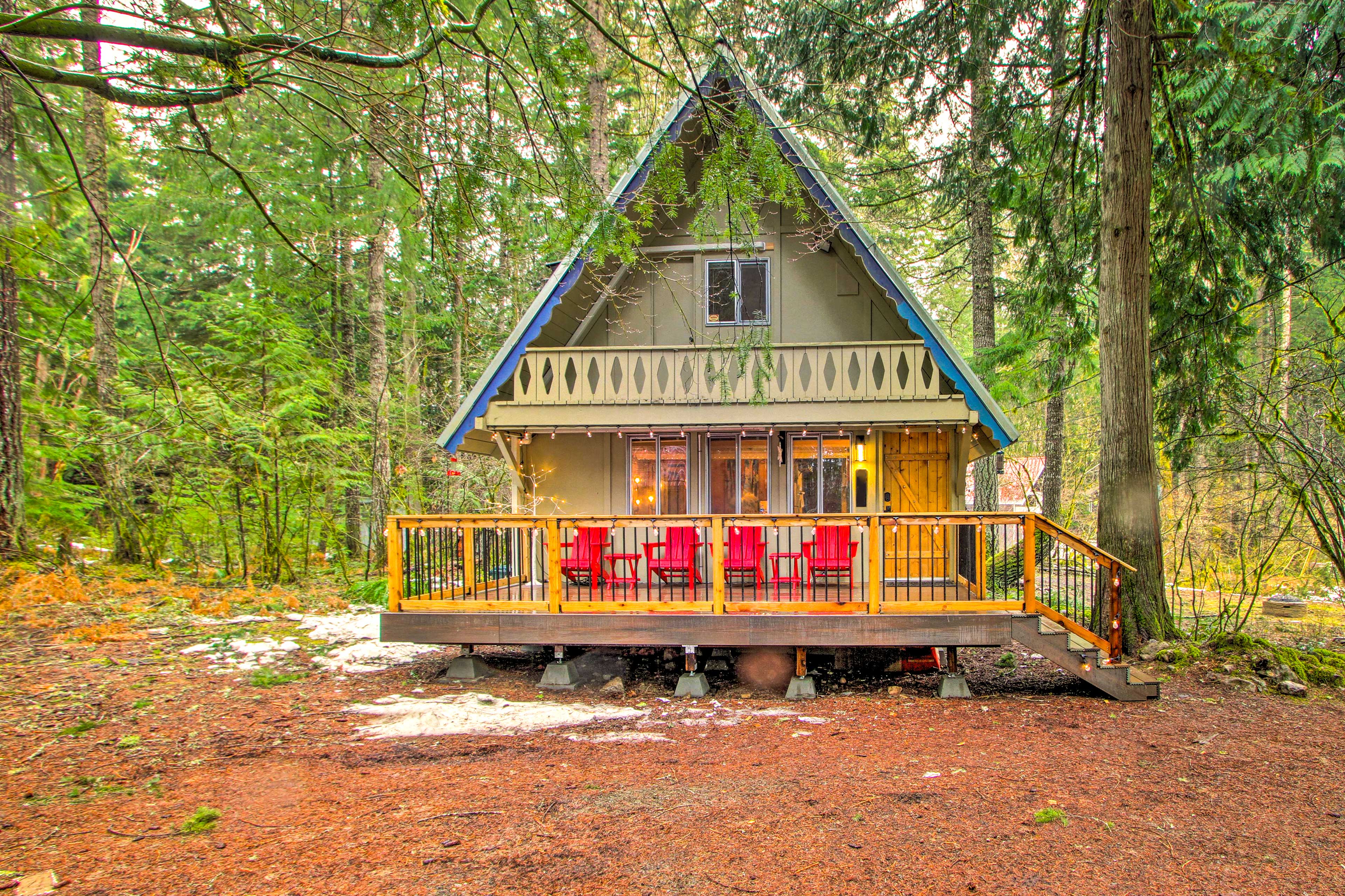 Property Image 1 - Cozy A-Frame w/ Hot Tub, Fire Pit, & Fireplace!