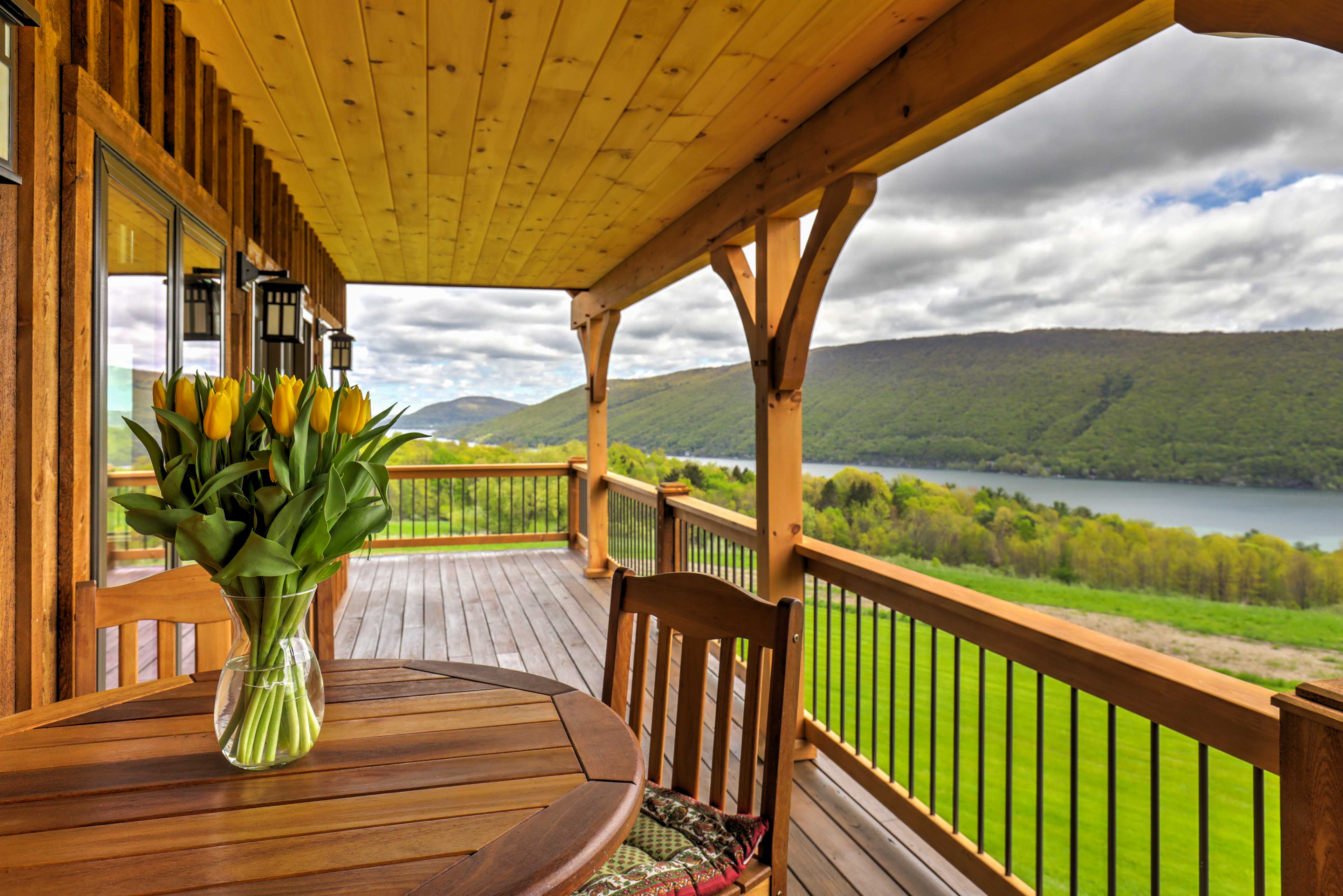 Naples Cabin w/ Lake Views & Wraparound Deck!