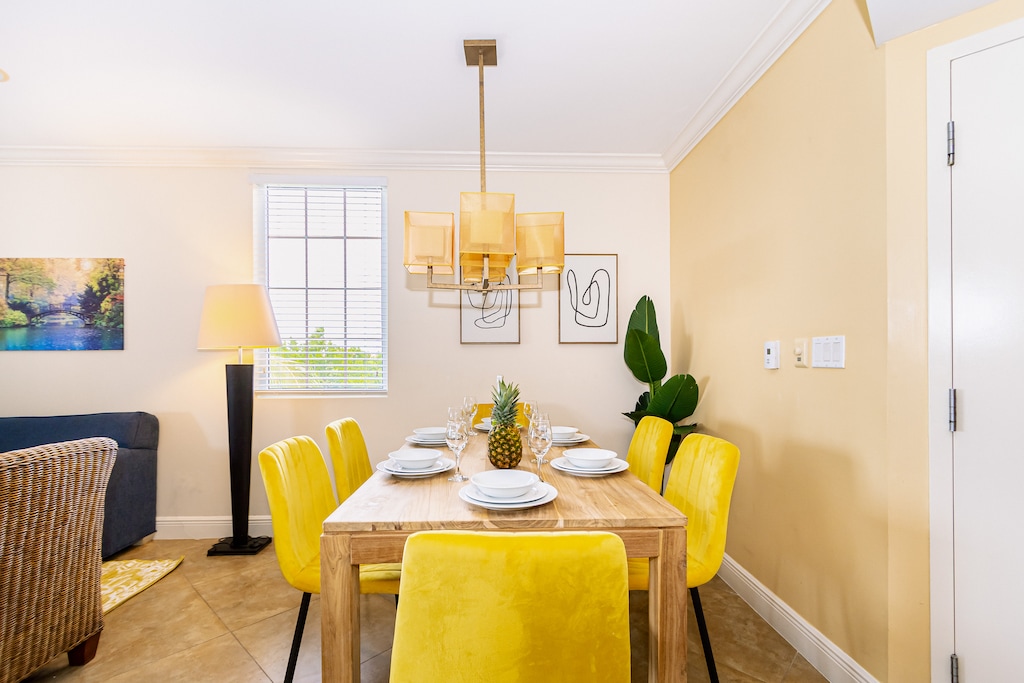 Experience the joy of dining anew in our inviting dining area. Whether it's breakfast, lunch, or dinner, our spacious six-seater table ensures every meal is savored to the fullest, especially when enjoyed with great company.