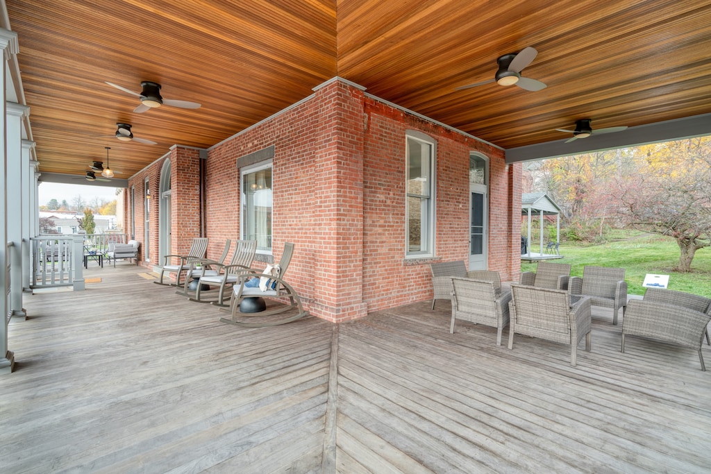 Spacious deck with tons of seating.