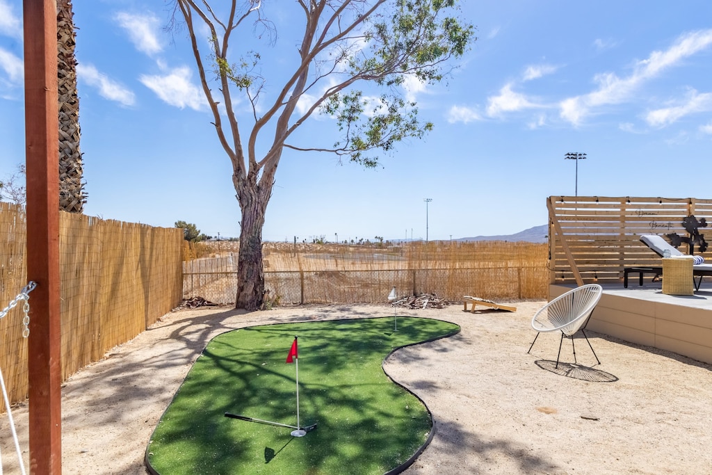 Mini putting course to practice your swing.