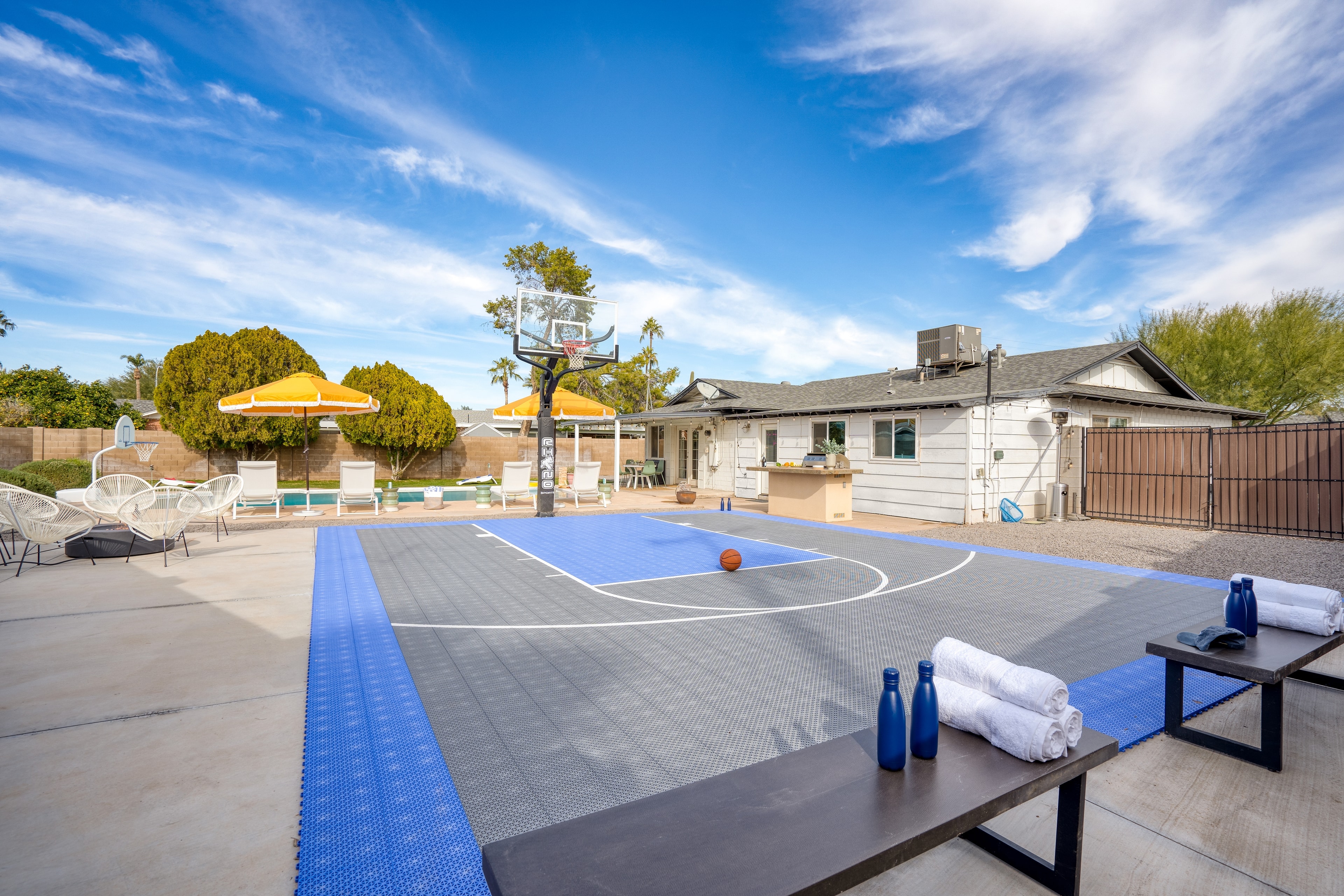 Private basketball court.