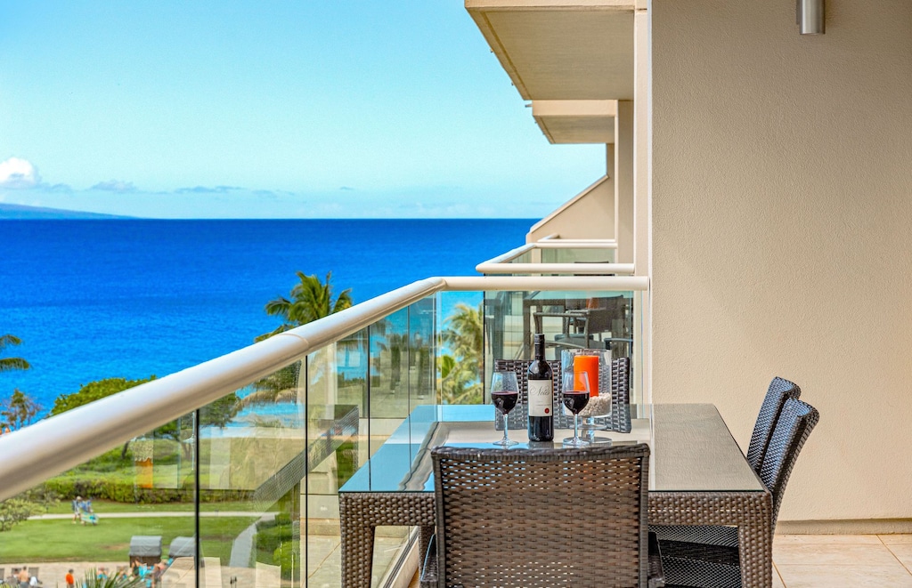 Your private lanai overlooking the ocean, ideal for morning coffee, tranquil afternoons, and unforgettable Maui sunsets.