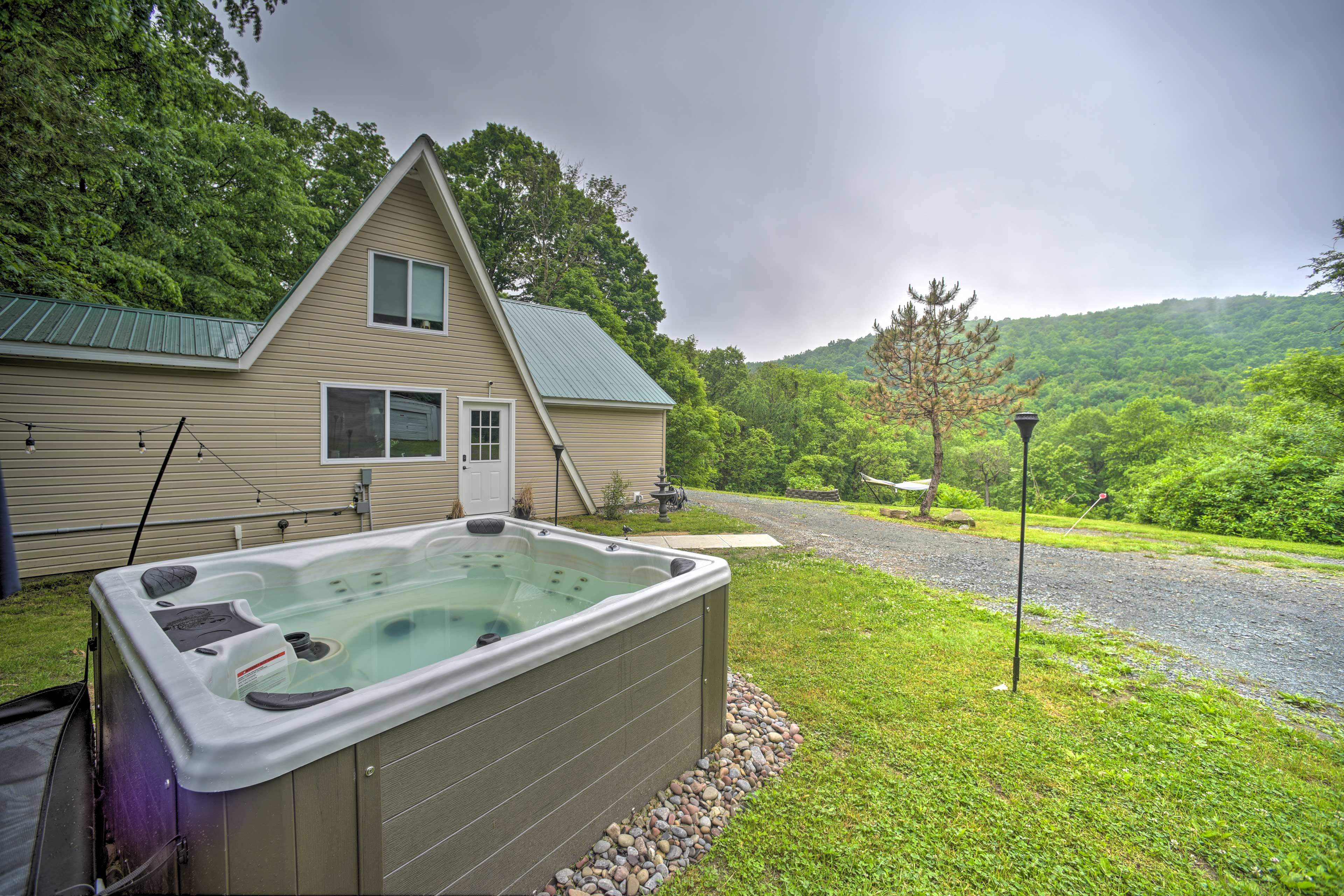 Property Image 2 - A-Frame Cabin w/ Hot Tub: 5 Mi to Waterford!