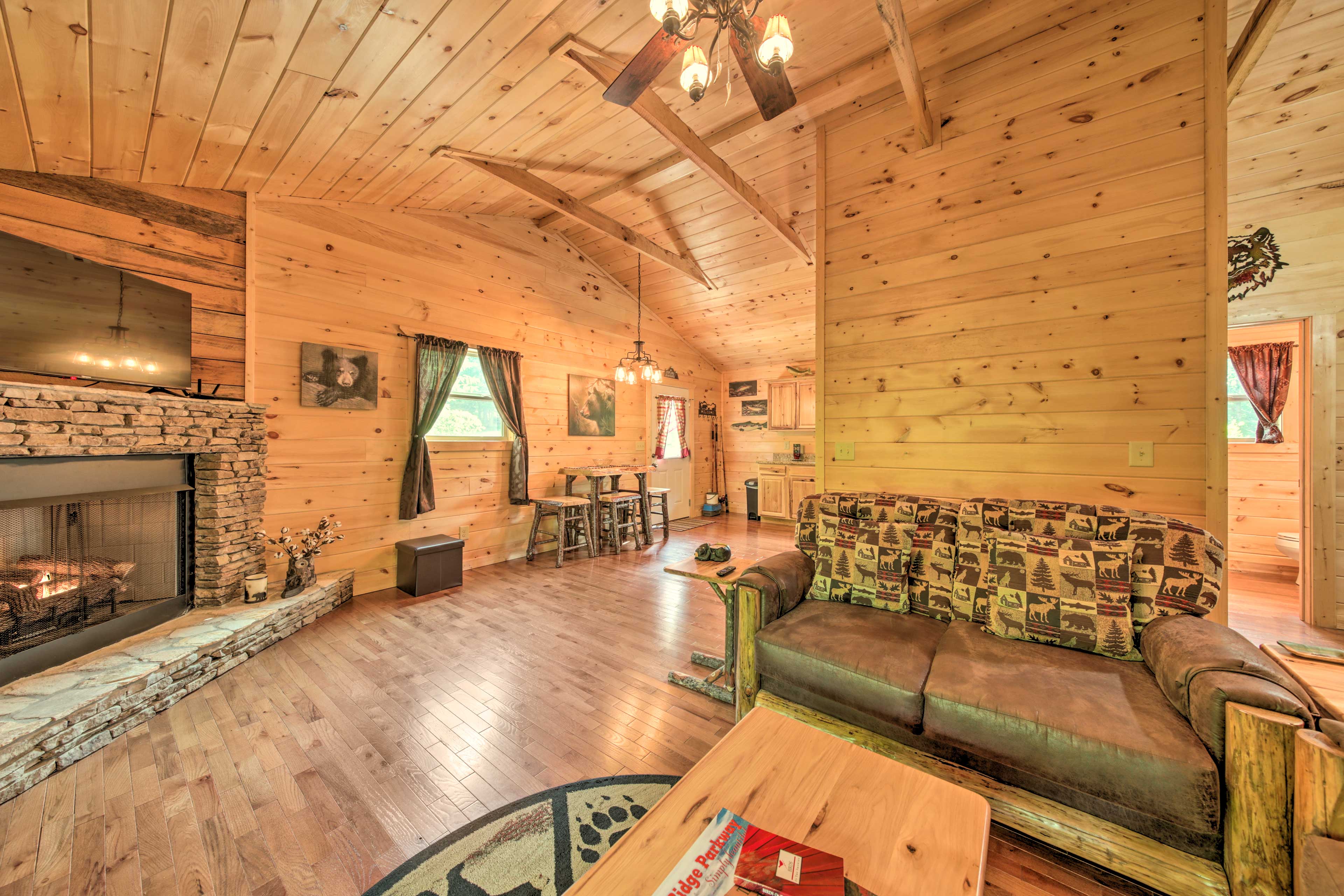 Property Image 1 - Deck + Fireplace: Smoky Mountain Cabin Hideaway!