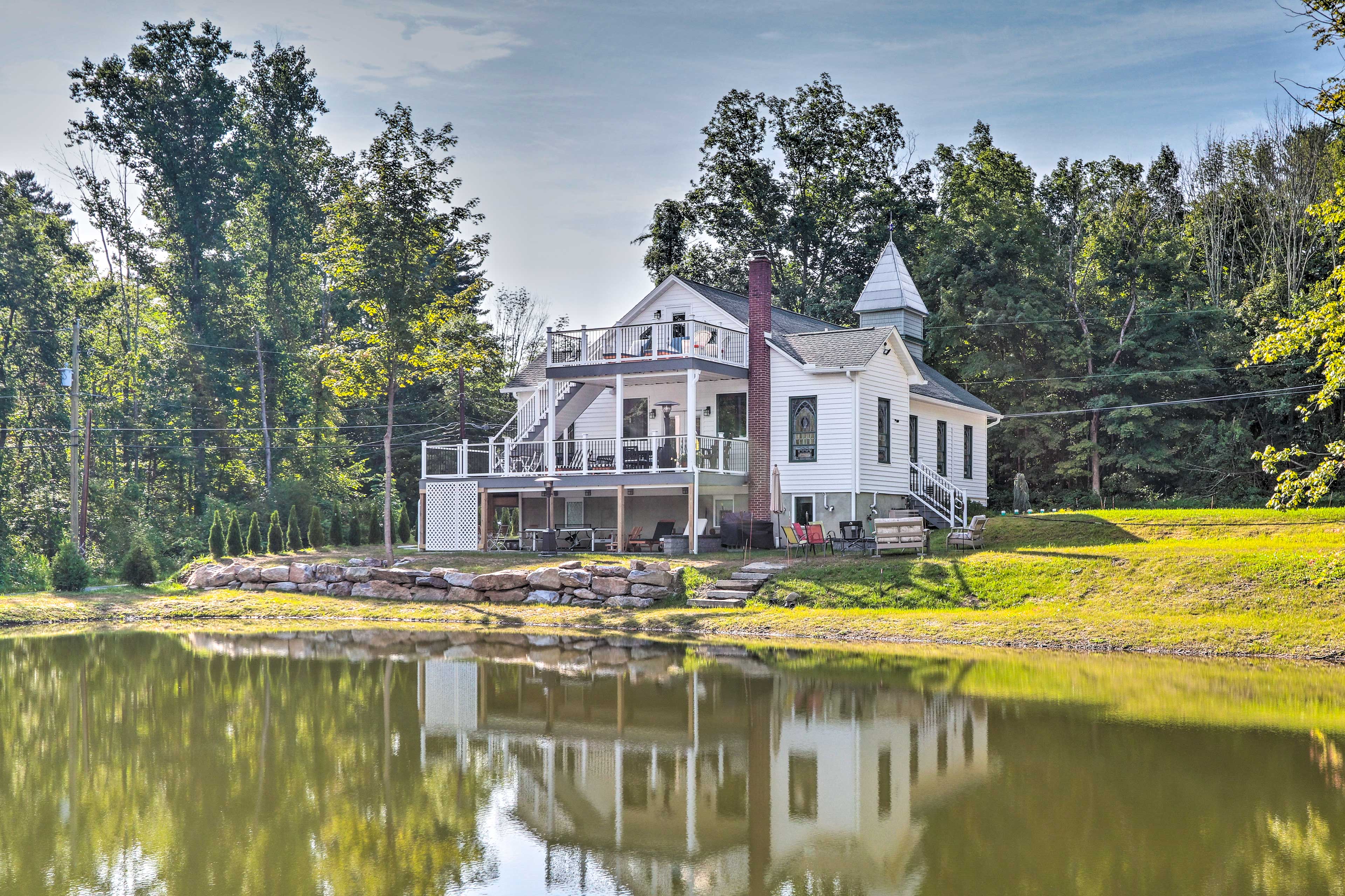 Property Image 1 - Lakefront Villa w/ Game Room & Dock in Saylorsburg