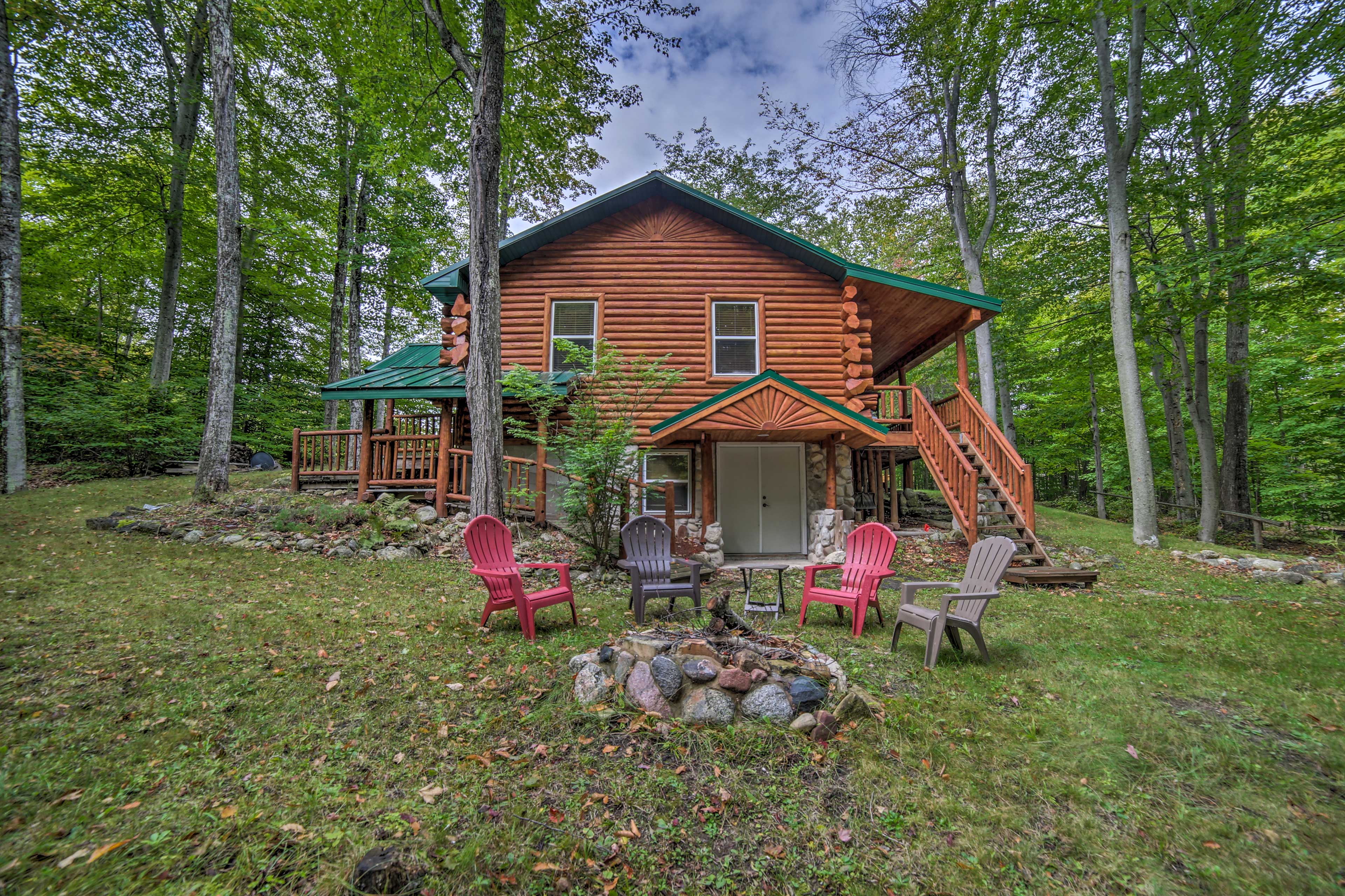 Property Image 2 - Updated Manistique Log Cabin, Yard & Fire Pit