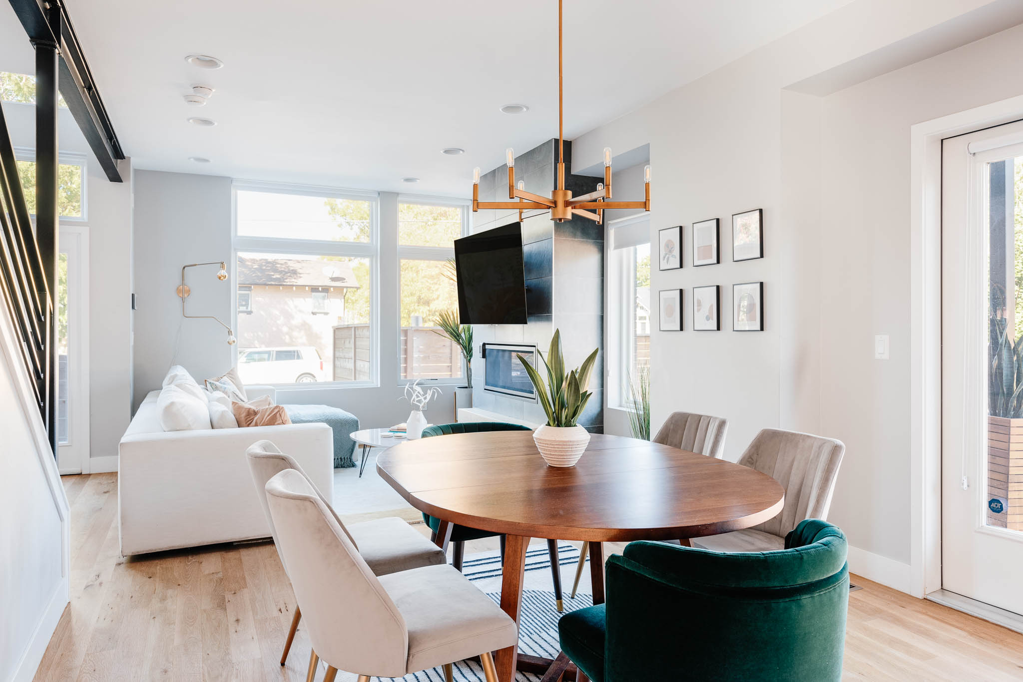 Open space floor plan with living area and dining area