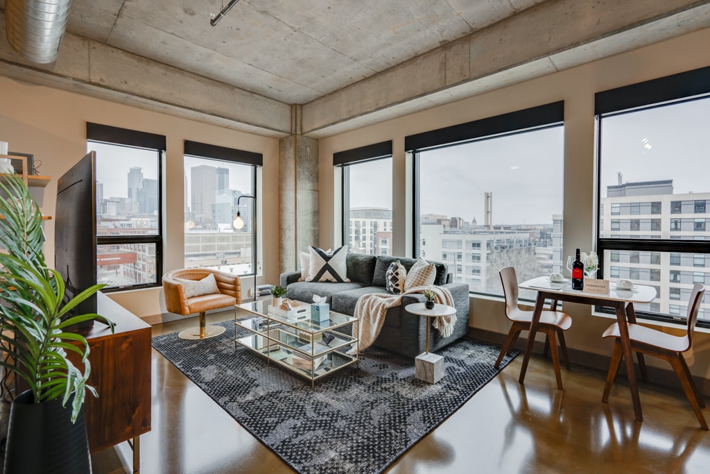 This stunning corner apartment offers modern living with a premium view.