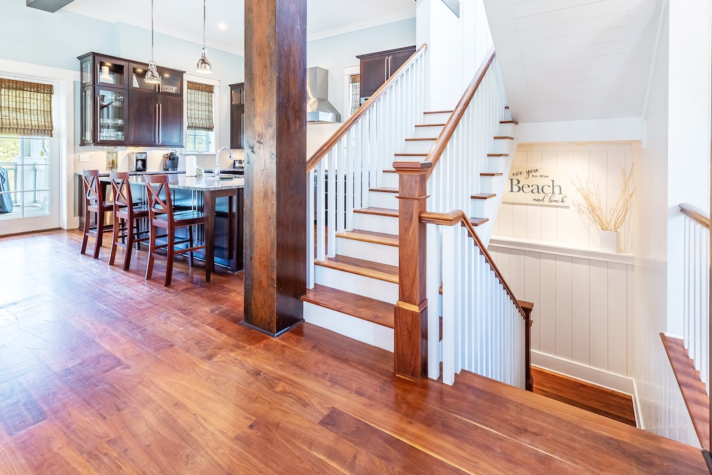 Go up to Master Suite or down to more Bedrooms