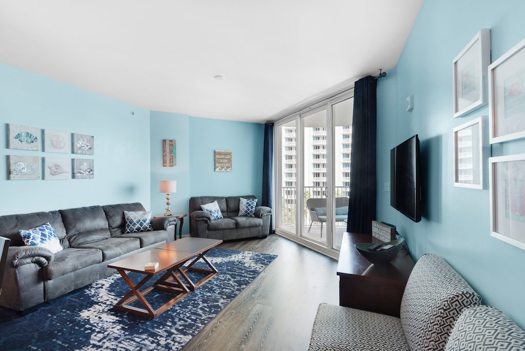 Beautiful living room with balcony access
