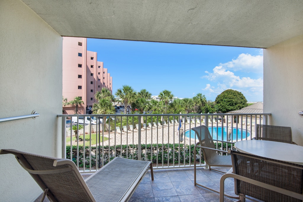 Balcony views of the pool