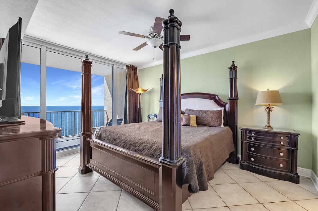 Master Bedroom with King Size bed and Private Access to Balcony