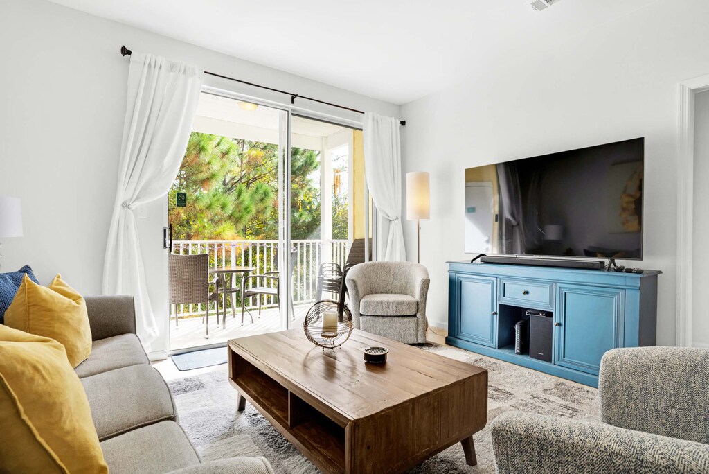 Enjoy a movie on the flat screen TV