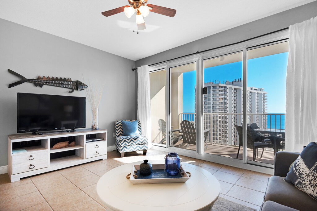 WOW look at that view and a large flat screen TV