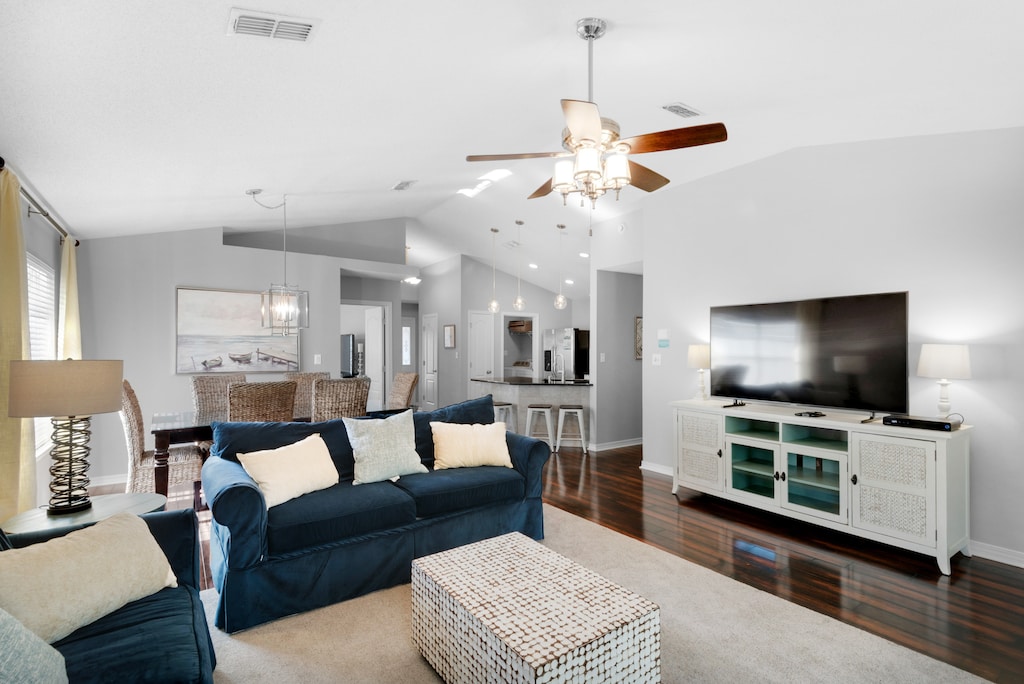 Enjoy a movie on the flat screen TV