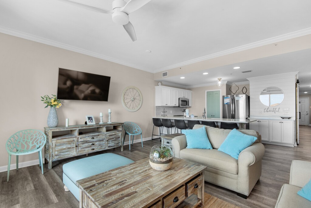 Living room with flat screen