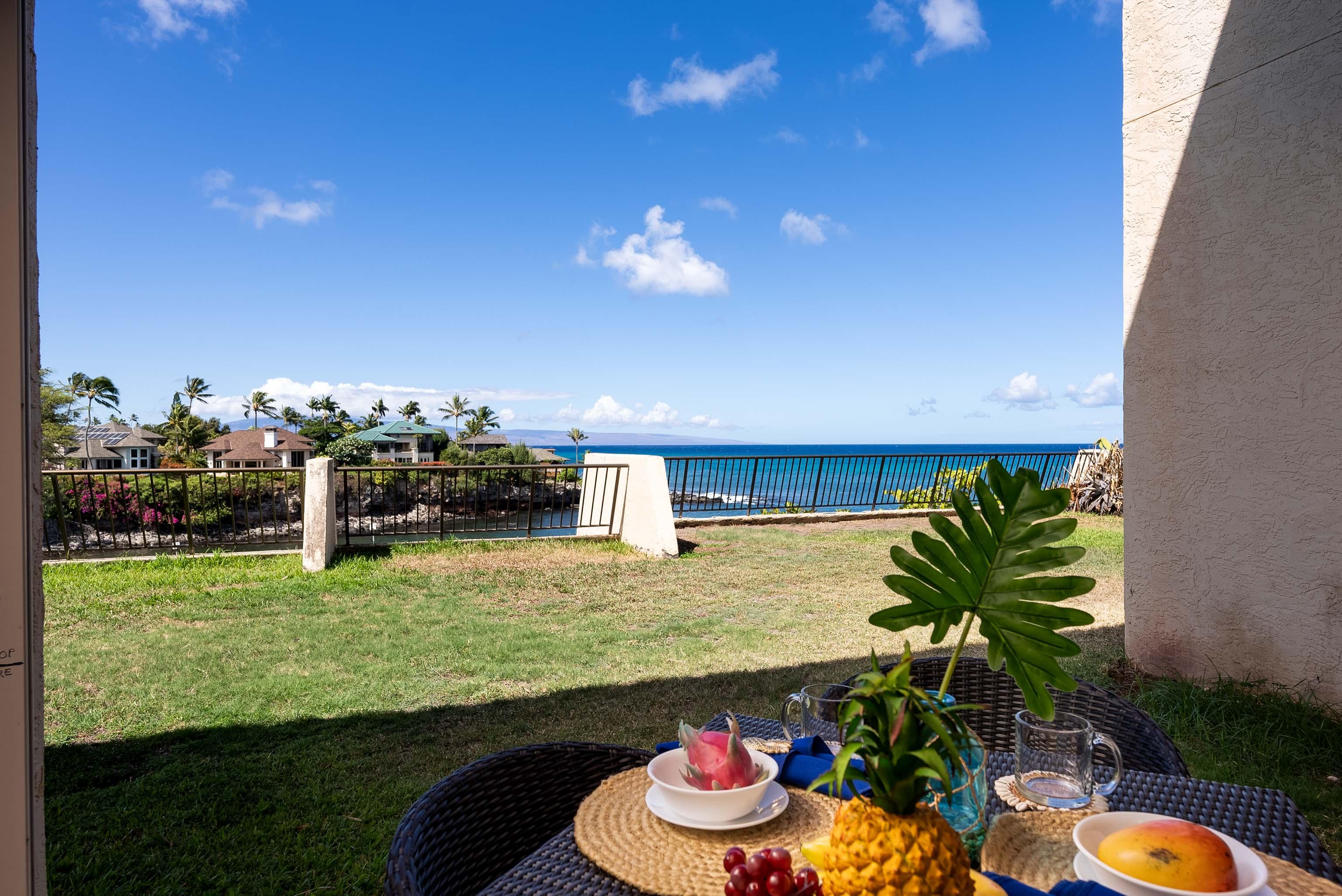 enjoy the sunset and the sounds of the ocean while you dine outside on your private lanai 