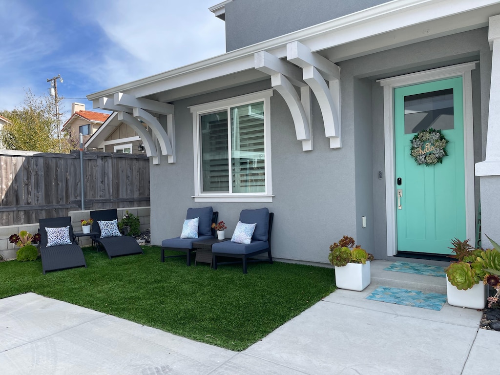 The doorstep of The Papillon House.