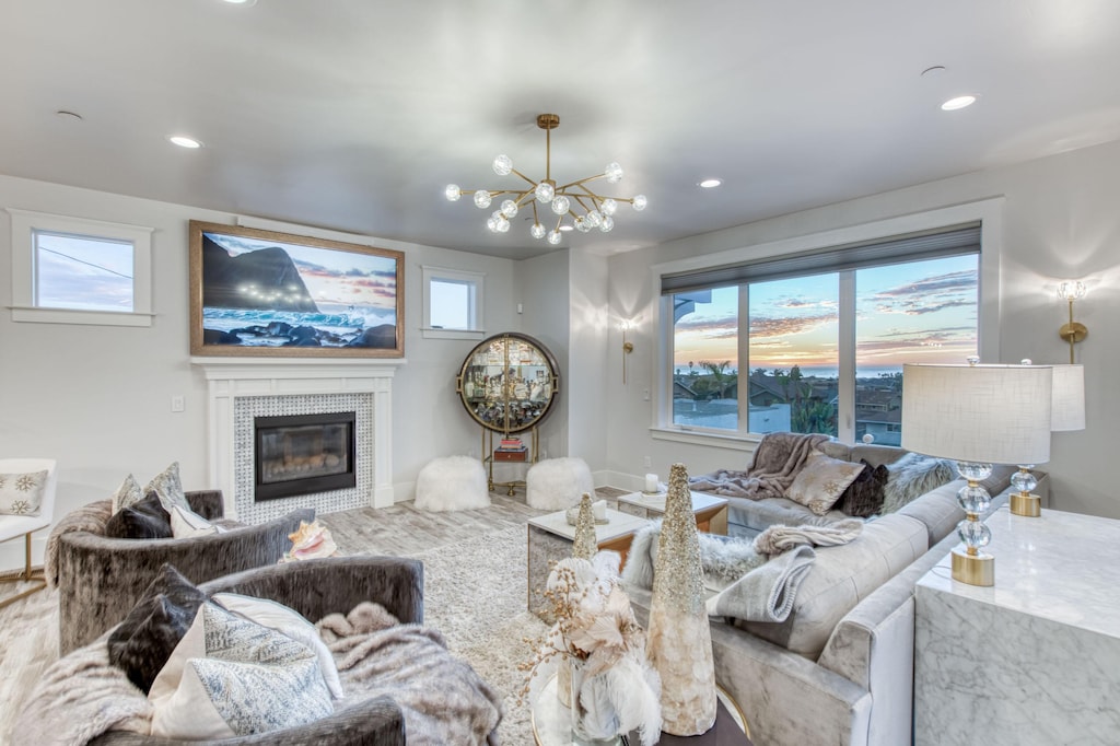 Painted skies from the spacious living room.