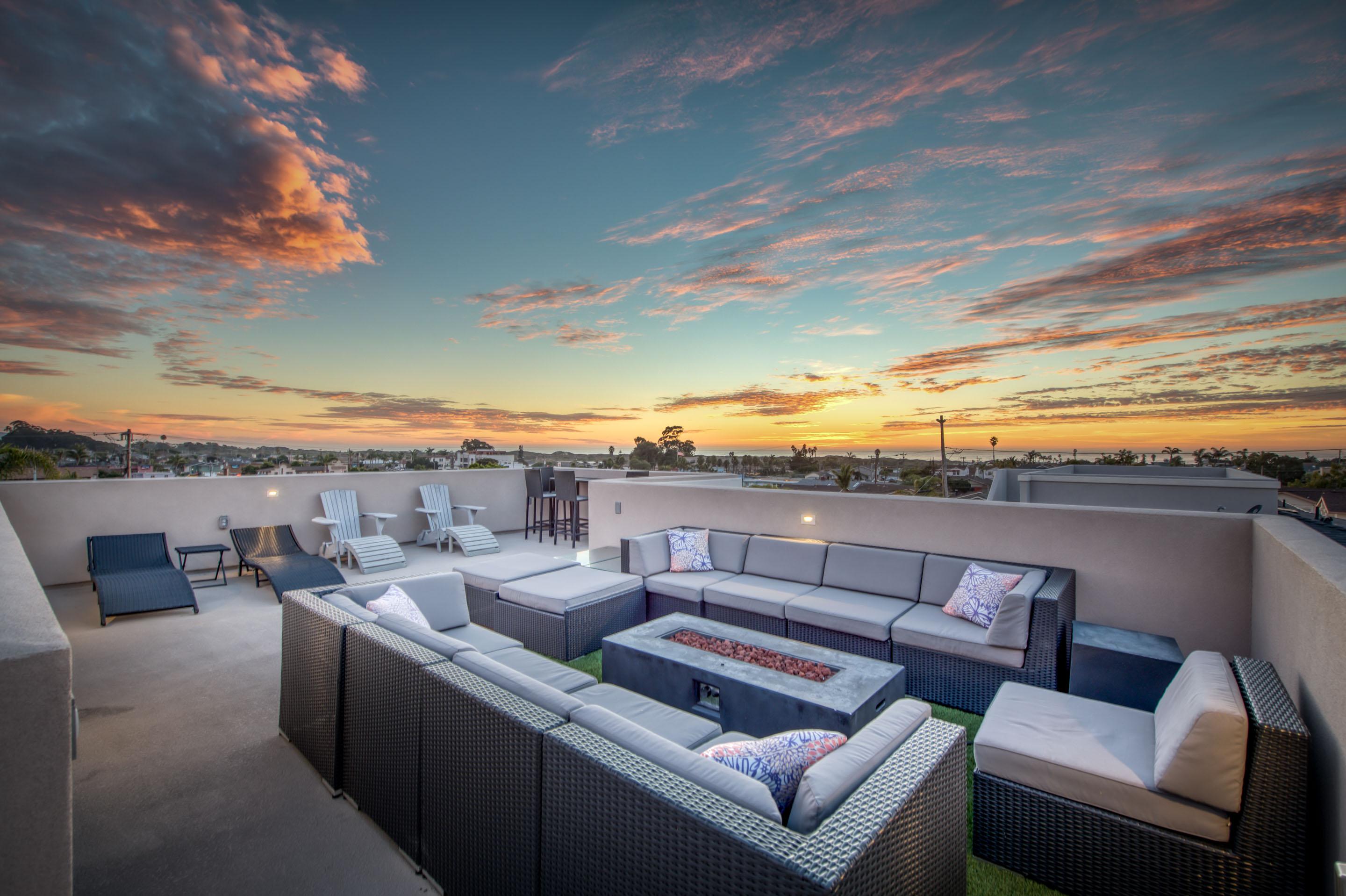 Open air living at its finest. The roof deck of Surf and Sunset.
