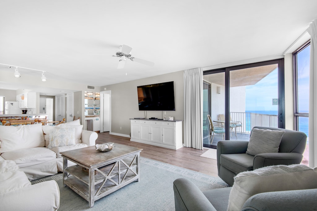 Living room with flat screen