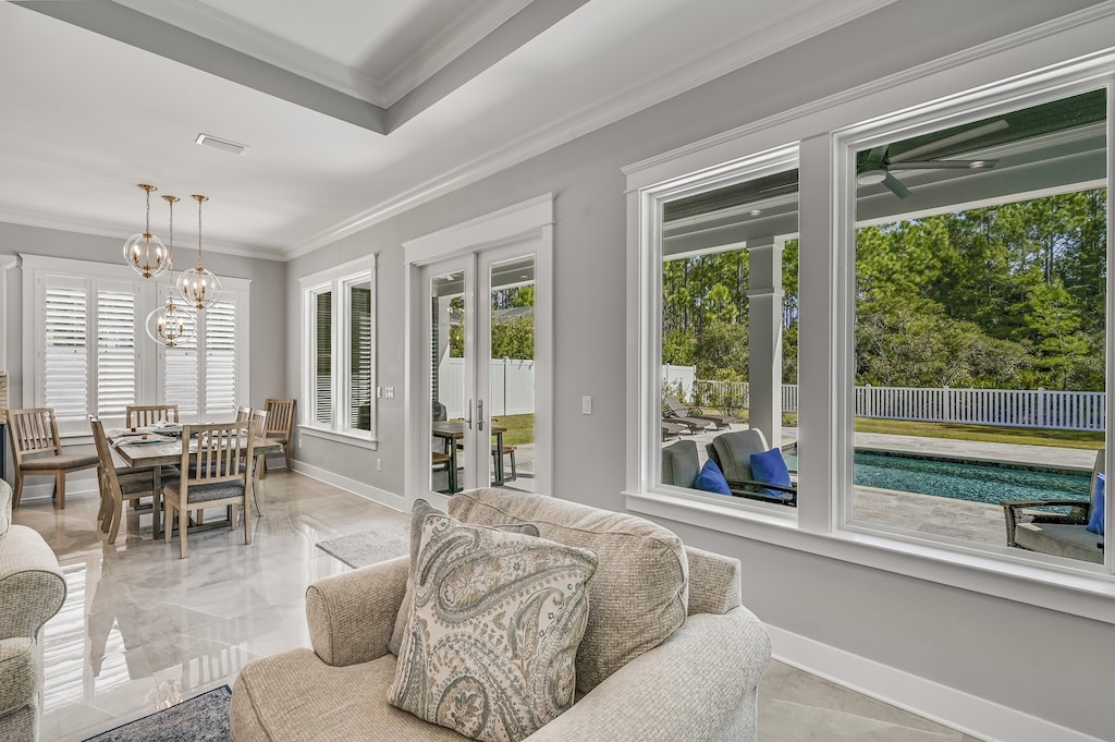 Living Area with View of Private Pool
