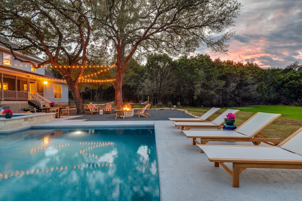 Backyard Pool and Fire Pit - Walker Luxury Vacation Rentals