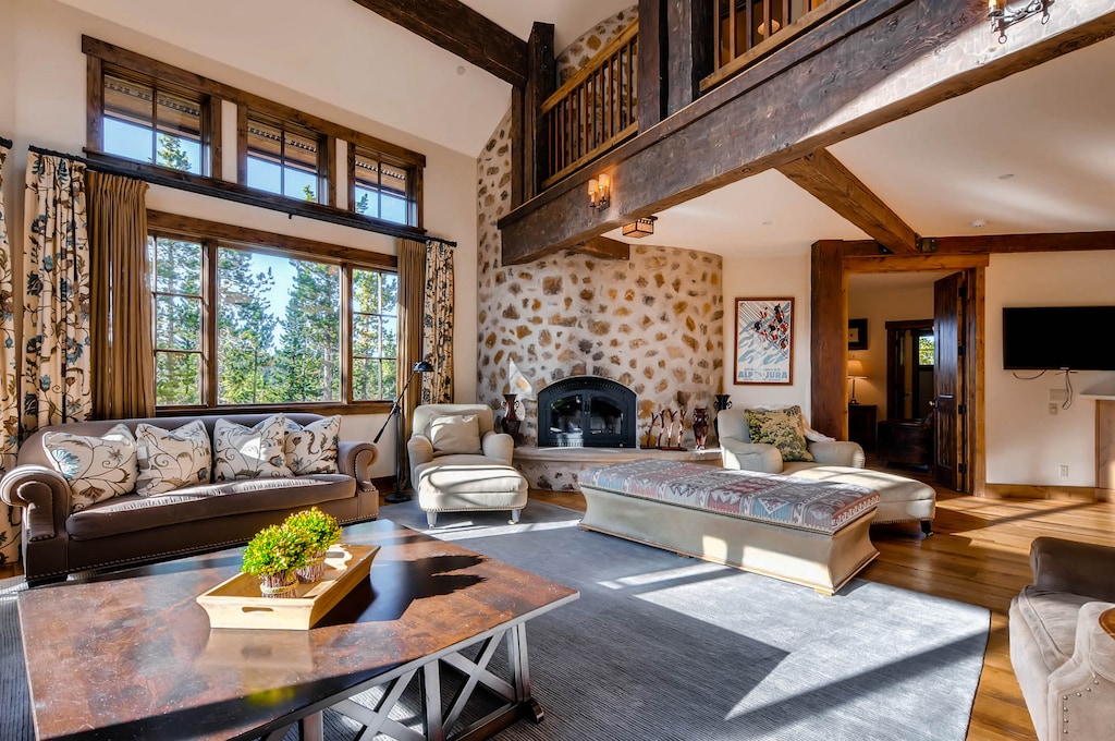 Great room with fireplace