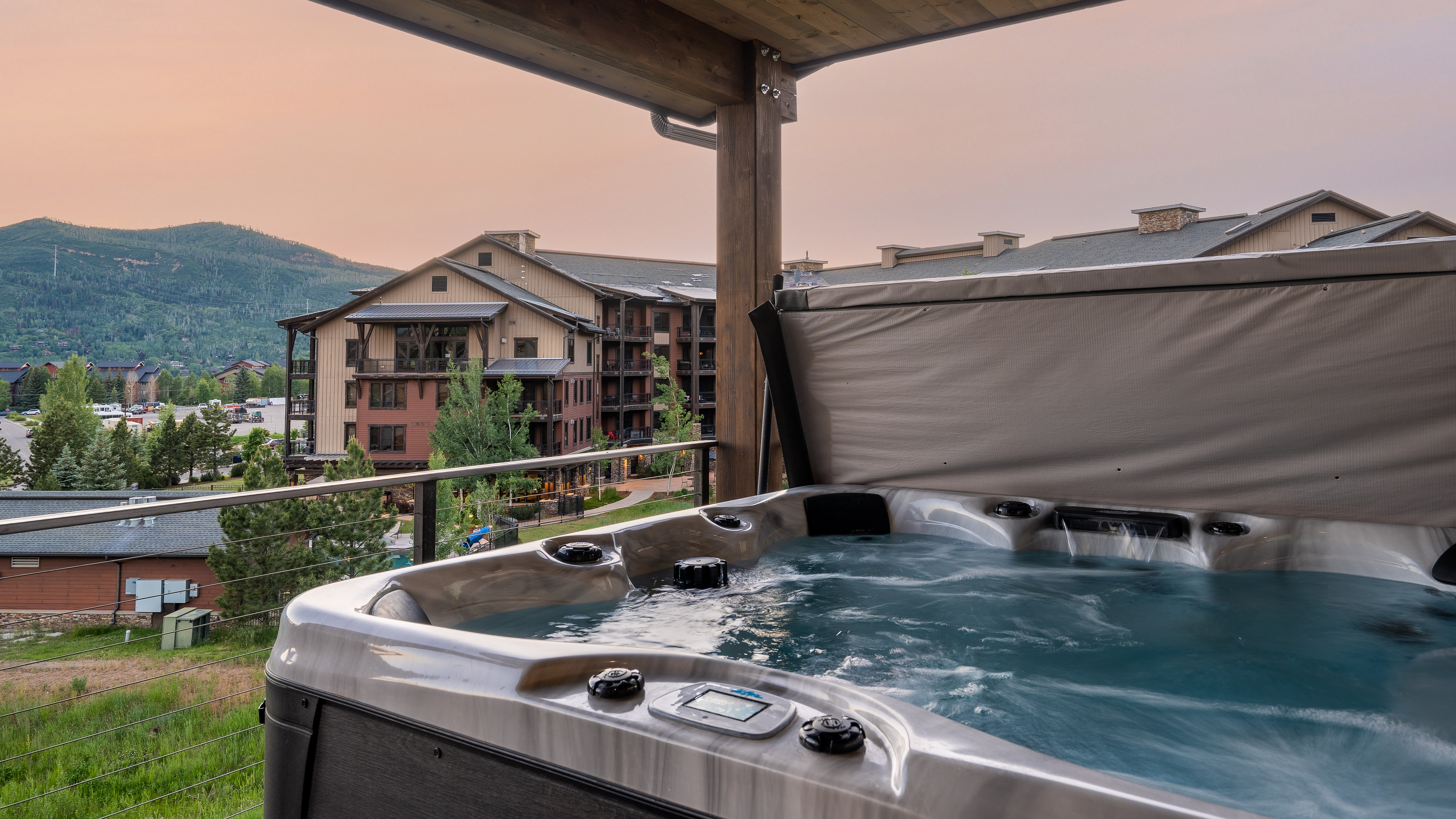 Relax in the private outdoor hot tub