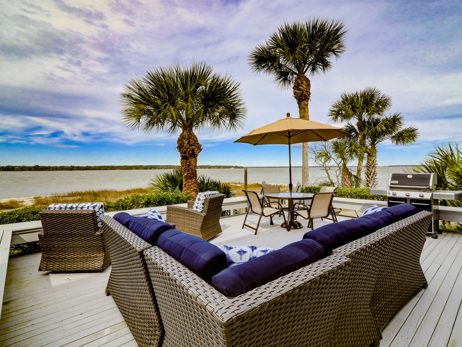 Beautiful Back Deck Overlooking Calibogue Sound at 45 Lands End