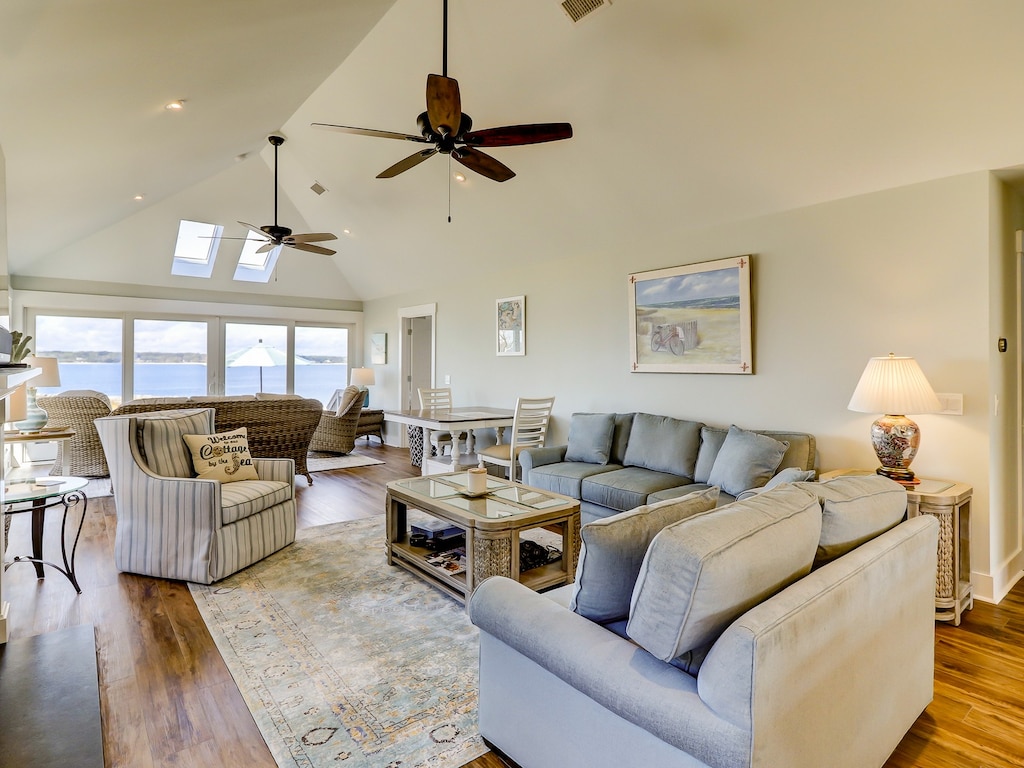 Living Room with Expansive Ocean Views at 47 Lands End