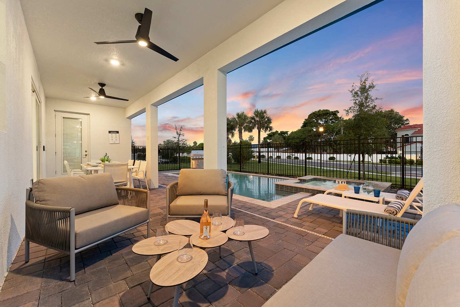 Private Pool & Patio at Twilight