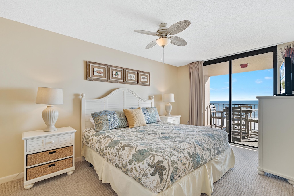 Master Bedroom with King Size Bed and Gulf Front Balcony Access