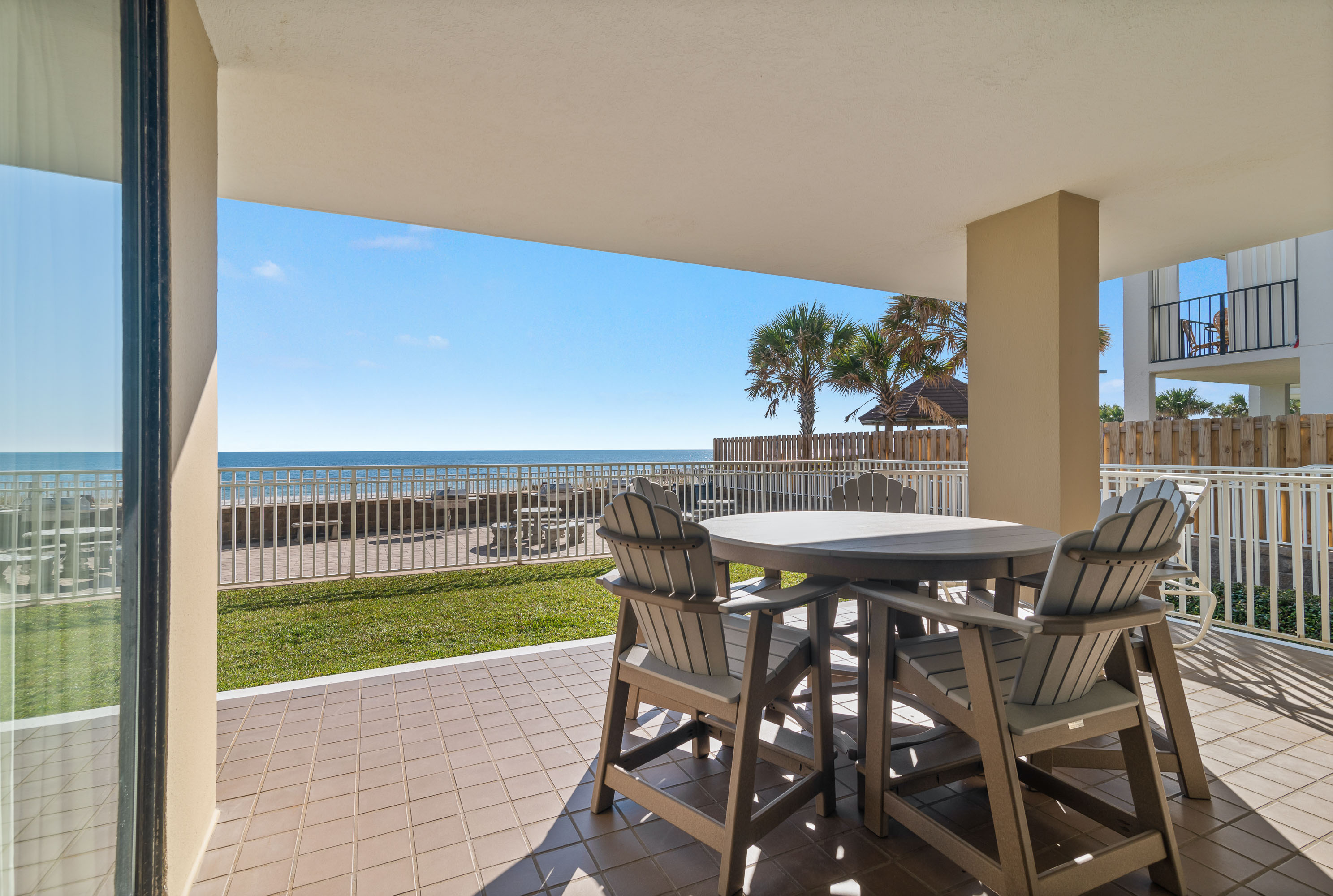 Ground Level Beachfront Patio for Easy Convenient Access to Pool, Grilling Out and Beach Access