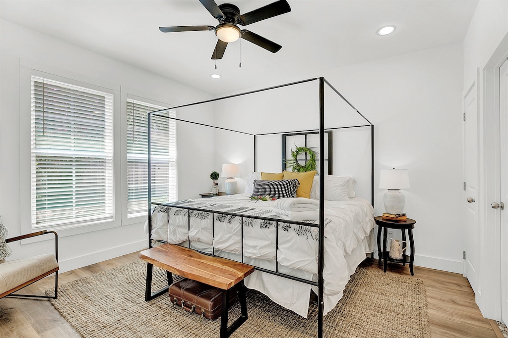 Relax and unwind in the master bedroom.
