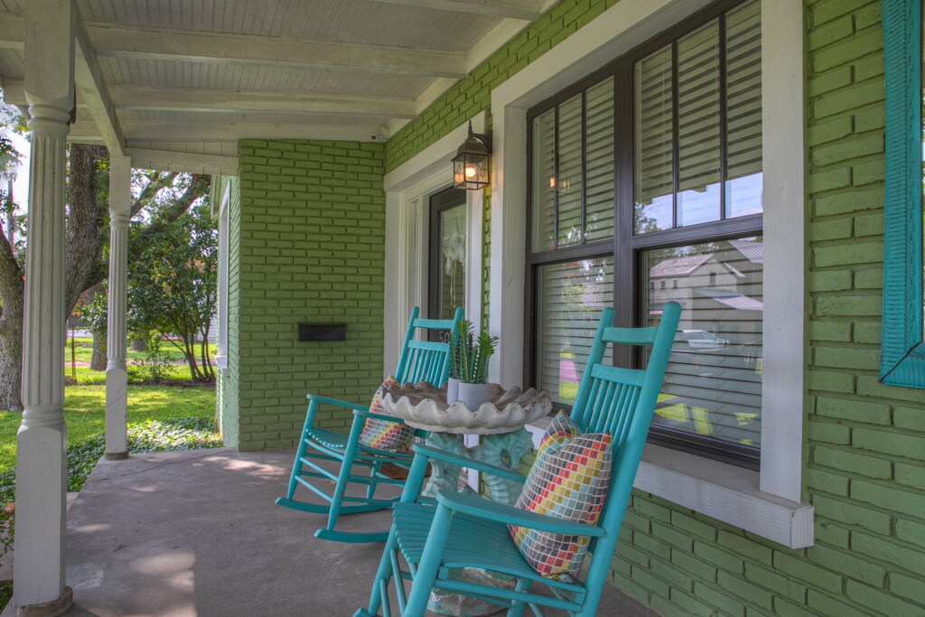Enjoy a cup of coffee while rocking away your cares on the front porch.