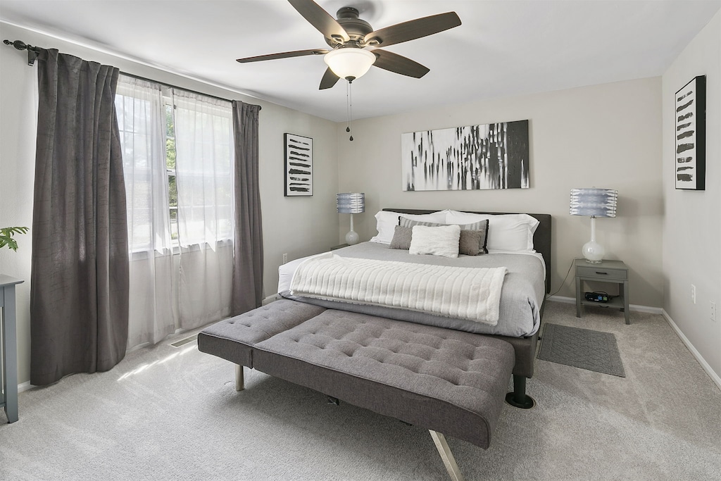 Master bedroom renders a king-sized, memory foam mattress -second floor-