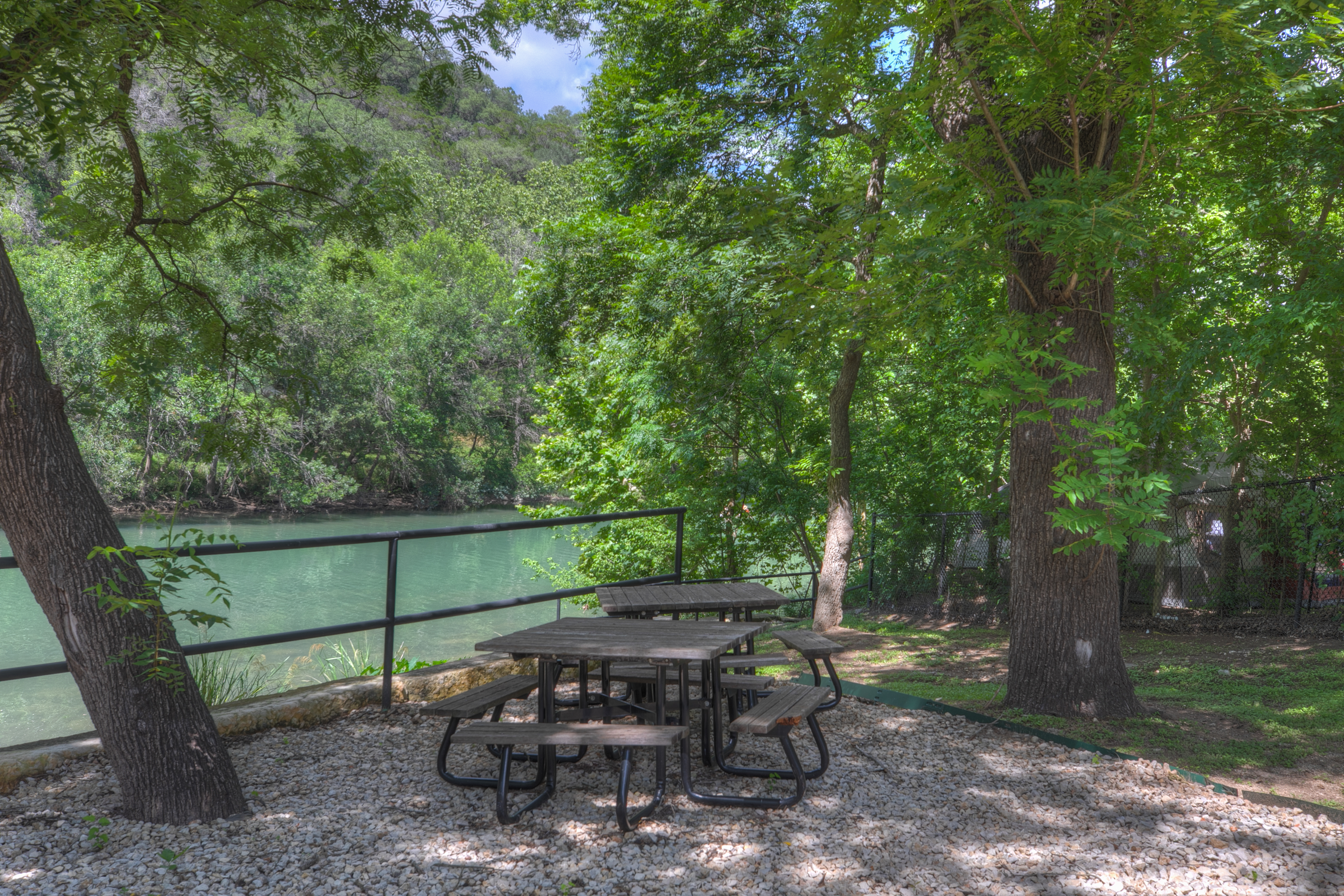 Enjoy an afternoon snack at the picnic area on the Guadalupe River.