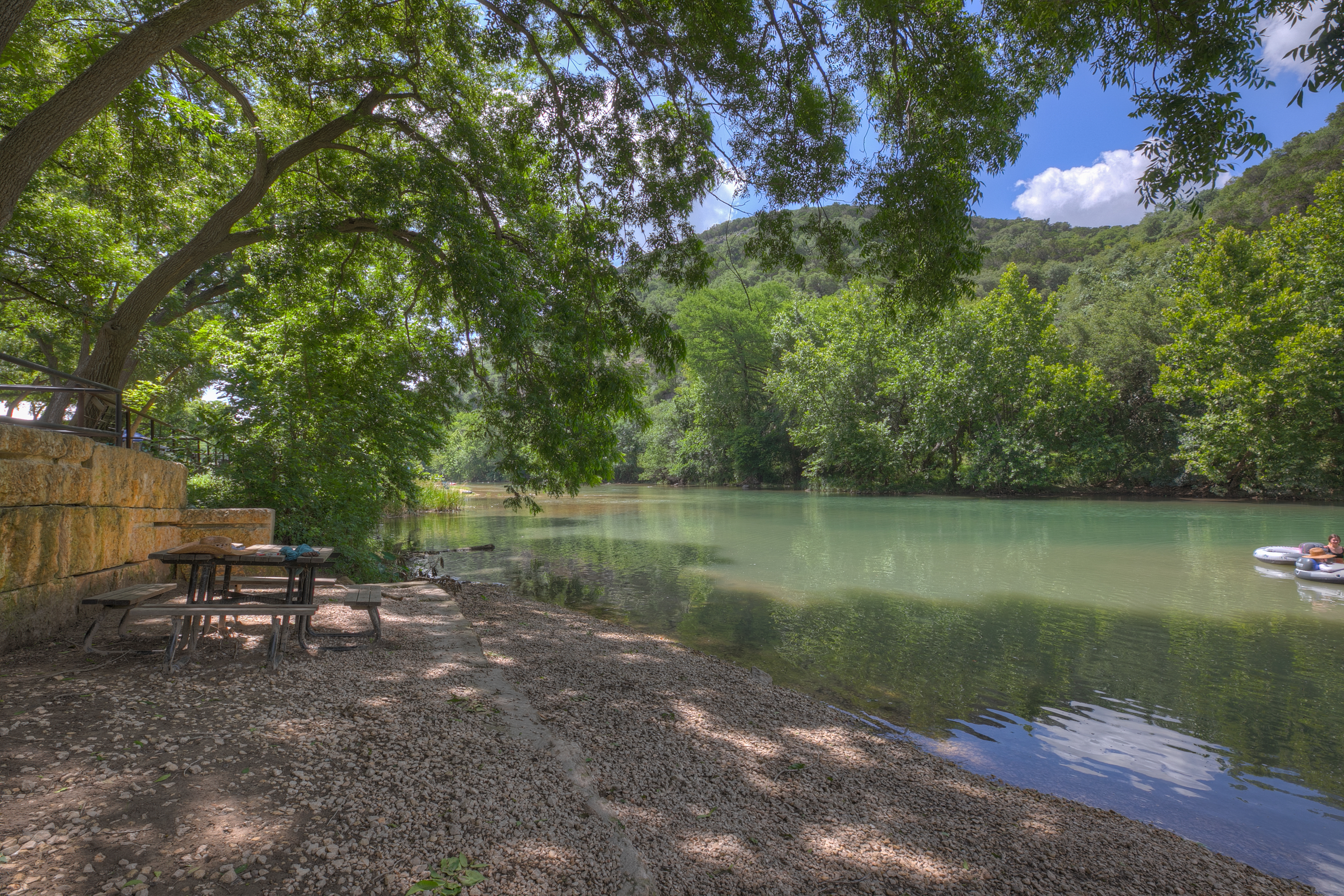 Riverfront access to the Guadalupe River.