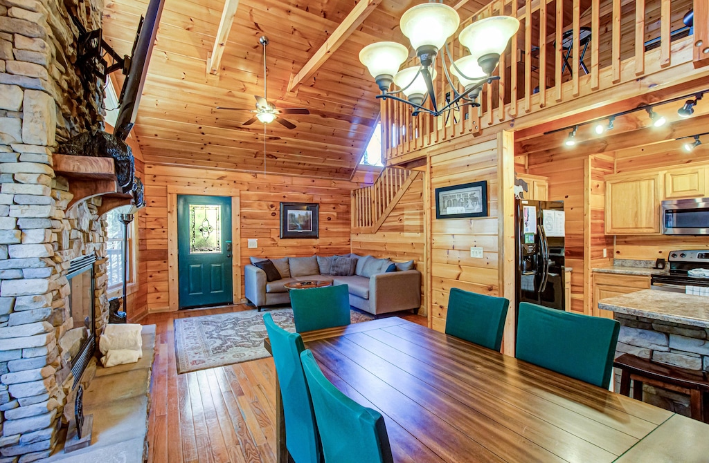 View of living room from dining area. Comfort for family and friends