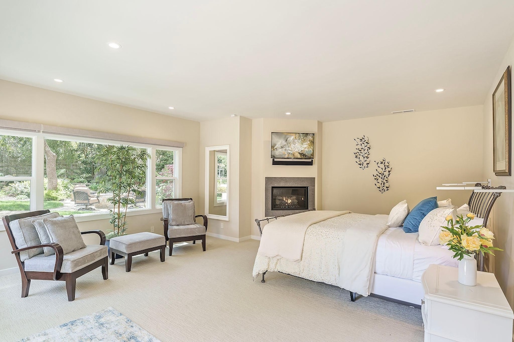 Downstairs Bedroom #1, King Bed, Fireplace, EnSuite w/Shower