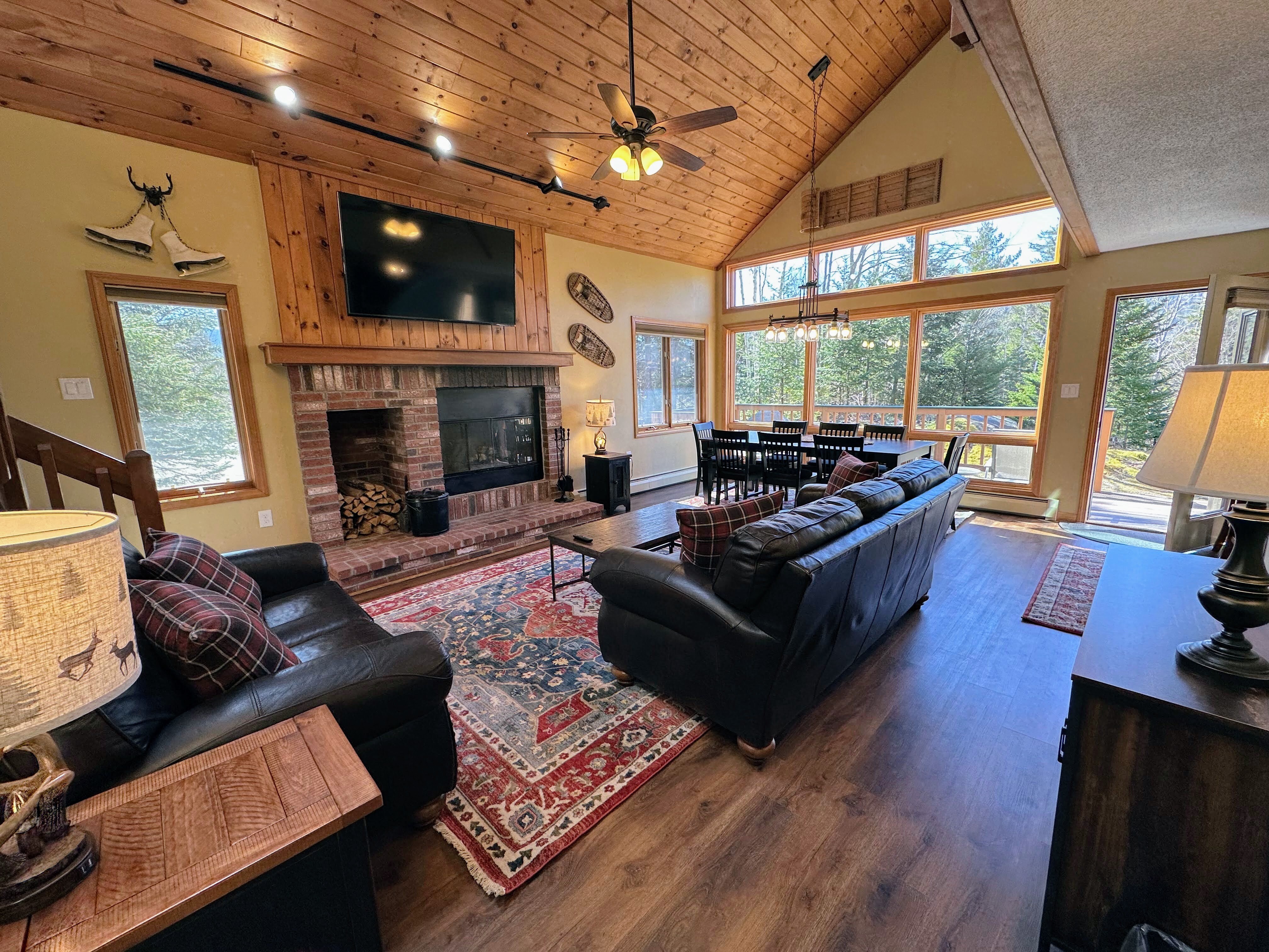 Main Level Living Area with wood burning fireplace