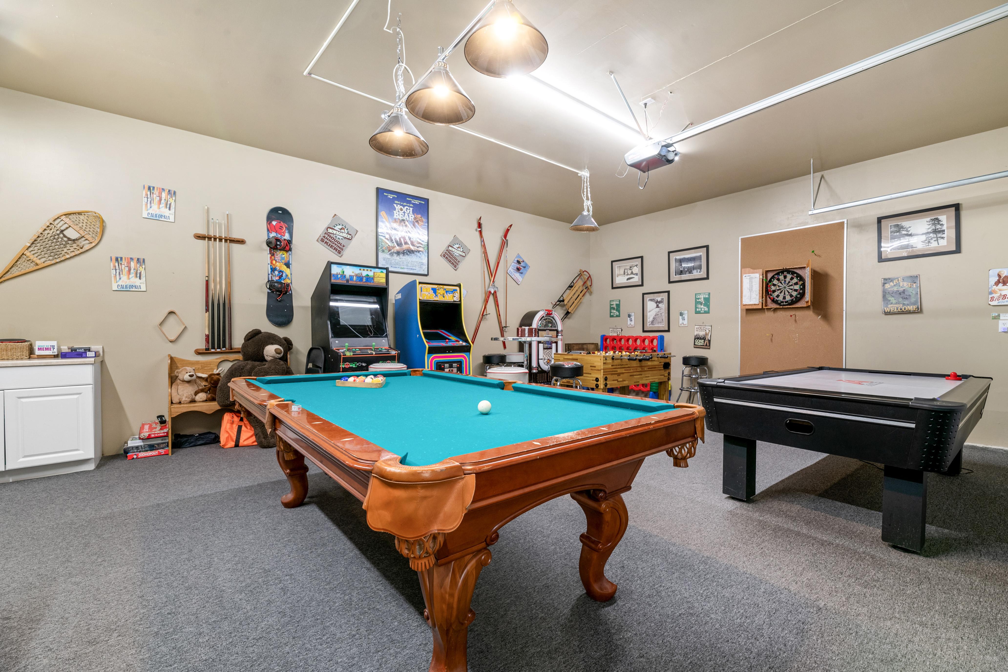 AMAZING Game room with POOL, AIR HOCKEY, and plenty of arcade games!